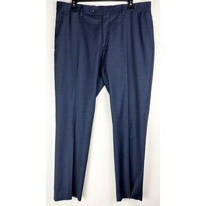Tommy Hilfiger Men's Wool Blend Navy Blue Dress Pants Office Flat Front 36X30